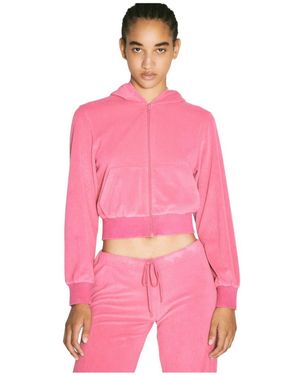 Balenciaga Samt-Zip-Up-Hoodie Mit Kristallverzierung - Pink
