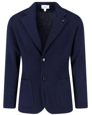 Lardini Blazer Met Opgestikte Zakken, Enkel Rij Knopen - Blauw