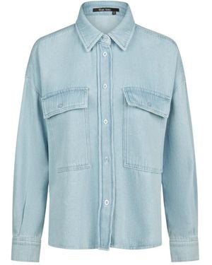 MARC AUREL Jassen ,Blauw ,Denim Oversized Denim Overshirt Met Zakken