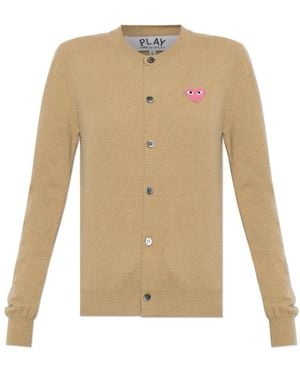 COMME DES GARÇONS PLAY Truien & Vesten ,Wol Wol Cardigan Met Logopatch - Naturel