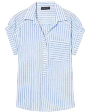 Brooks Brothers Overhemden ,Blauw ,Linnen Regular Fit Bedrukte Linnen Blouse