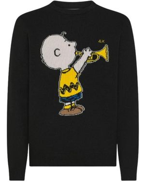 Sun 68 Round-Neck Knitwear - Black