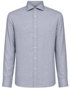Brunello Cucinelli Overhemden ,Grijs ,Casual Shirts - Blauw