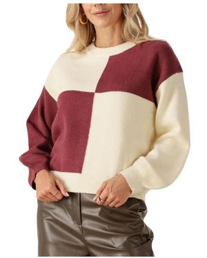 Ydence Ecru Gestrickter Sweater Cubi - Rot