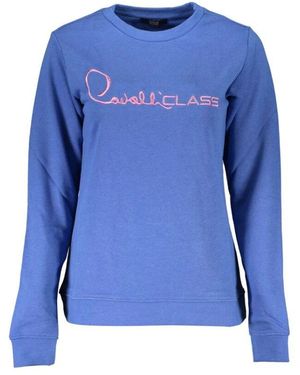 Roberto Cavalli Blauer baumwoll-sweatshirt mit gesticktem logo