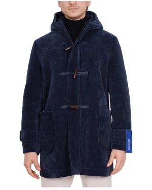 DISTRETTO12 Blauwe Corduroy Hoodiejas Met Rits