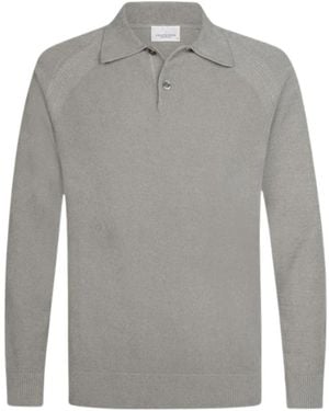 Profuomo Tops ,Grijs ,Katoen Longsleeve Chenille Polo