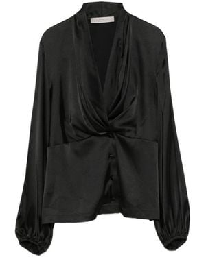 D.exterior Plissierte Bluse Mit Knopfleiste - Schwarz