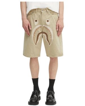A Bathing Ape Shark Garment Dye Shorts - Naturel