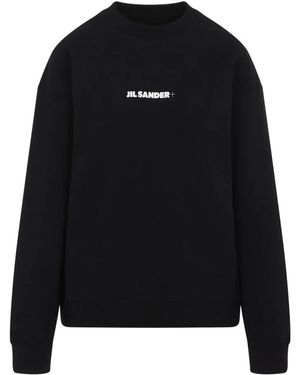 Jil Sander Hoodies & Sweatvesten ,Zwart ,Katoen Zwarte Sweatshirt