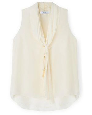 mötivi Ärmellose Bluse Mit Plissee-Schal - Weiß