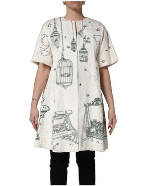 Dolce & Gabbana Jacquard Garden Print Coat Jacket - Grijs