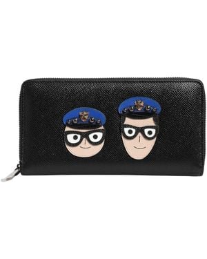 Dolce & Gabbana Zwarte Leren Rits Continentale Herenportemonnee