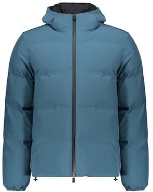 Herno Kurze Daunenjacke Mit Kapuze Und Zwei-Wege-Reißverschluss - Blau