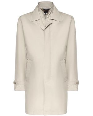 Fay Single-Breasted Coats - Natural