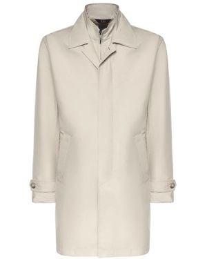 Fay Single-Breasted Coats - Natural