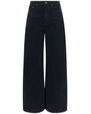 Ralph Lauren Broeken ,Blauw ,Katoen Corduroy High-Rise Super Wide-Leg Pants