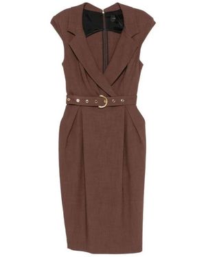 Pinko Midi Dress With Belt - Brown