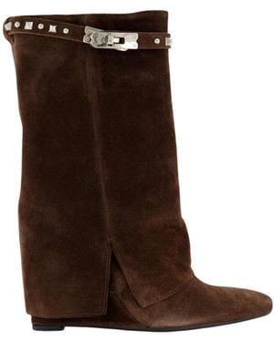 Gibaldi Studded Suede Wedge Boot - Braun