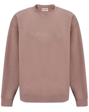 Saint Laurent Zachte Katoenen Sweatshirt Monochroom Patroon - Bruin