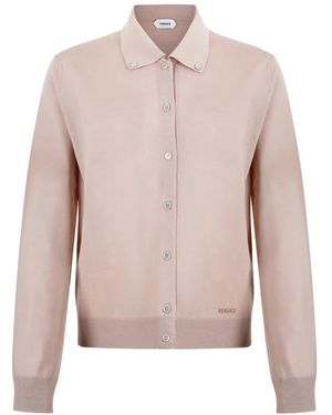 Versace Truien & Vesten ,Roze ,Wol Geborduurde Wollen Gebreide Cardigan