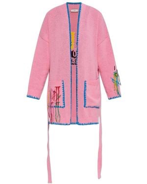 Akep Truien & Vesten ,Roze ,Katoen Cardigan Met Ceintuur