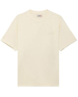 Autry Wit Katoenen Logo T-Shirt - Naturel