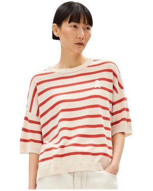 ARMEDANGELS Kurzarm Strickshirt Mit Logostickerei - Pink