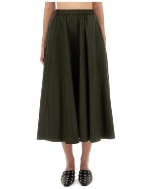 Aspesi Geplooide Midi Rok Met Elastische Taille - Groen