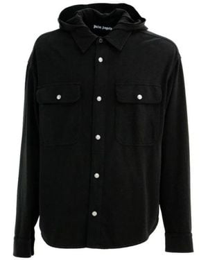 Palm Angels Logo Hooded Overshirt Modernes Essential - Schwarz