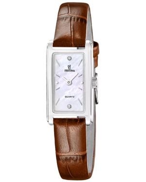 Festina Rechteckige Quarzuhr - Weiß