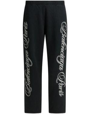 Balenciaga Broeken ,Zwart ,Katoen Cursive Baggy Pants