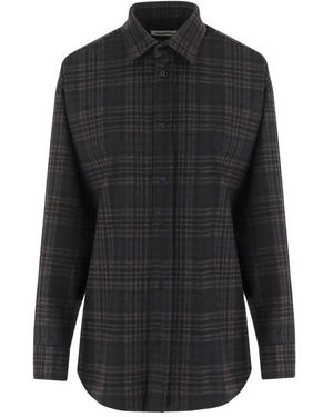 DARKPARK Stretch Viscose-Blend Shirt Met Ruitpatroon - Zwart