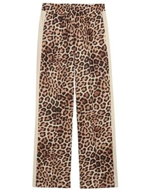 PUMA Broeken ,Veelkleurig ,Polyester Sportieve Rechte Broek Met Luipaardprint - Naturel
