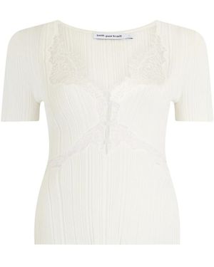 Self-Portrait Top Met Wijde Halslijn En Kant - Wit