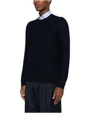 Vengera Truien & Vesten ,Blauw ,Wol Textured Knit Crew Neck Sweater