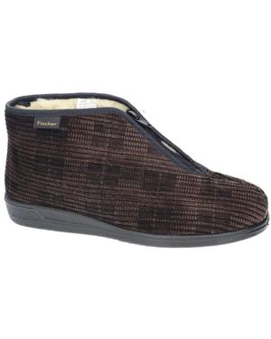 Fischer 204167 Ribbed Velour Slipper - Zwart