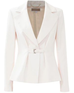 Kocca Stilvolle Kurze Jacke Mit Metallschnalle - Weiß