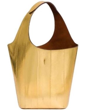 Alberta Ferretti Tassen ,Geel ,Leer Eel Leather Bucket Bag - Metallic