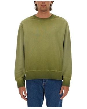 MSGM Hoodies & Sweatvesten ,Groen ,Relaxed Fit Sweater Met Ronde Hals