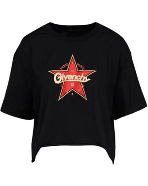 Givenchy Tops ,Zwart ,Katoen Cropped T-Shirt Voor