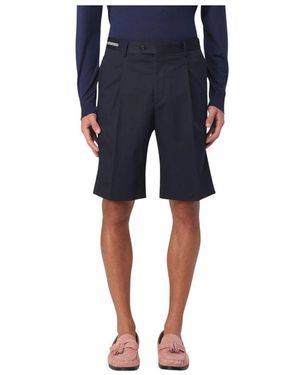 Corneliani Blaue Wollshorts Mit Falten
