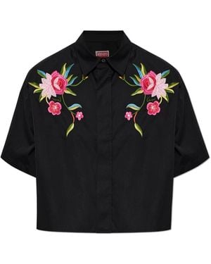 KENZO Shirt Met Kleurrijke Borduurwerk - Zwart