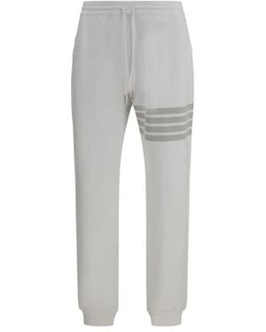 Thom Browne Broeken ,Wit ,Katoen Four-Bar Katoenen Joggers - Grijs
