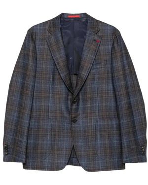 Isaia Kariertes Sakko - Blau