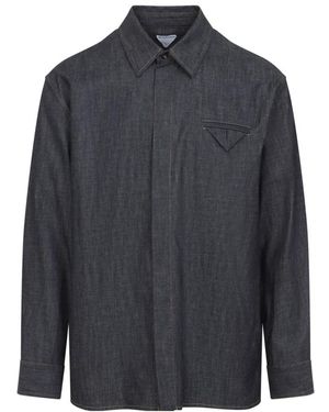 Bottega Veneta Blaues Baumwollhemd Aw25