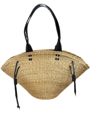 Liviana Conti Tassen ,Leer Barchetta Raffia Tas - Metallic
