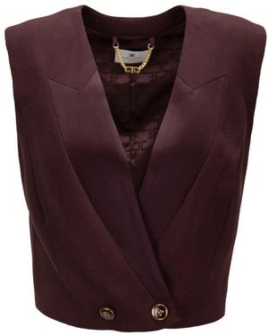 Elisabetta Franchi Jassen ,Bruin ,Leer Vest - Paars