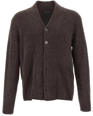 Emporio Armani Truien & Vesten ,Bruin ,Wol Cardigan - Grijs