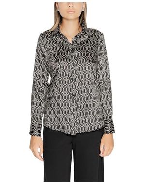 Rinascimento Overhemden ,Zwart ,Geometrische Blouse Van Zijde Met Kraag En Print - Grijs